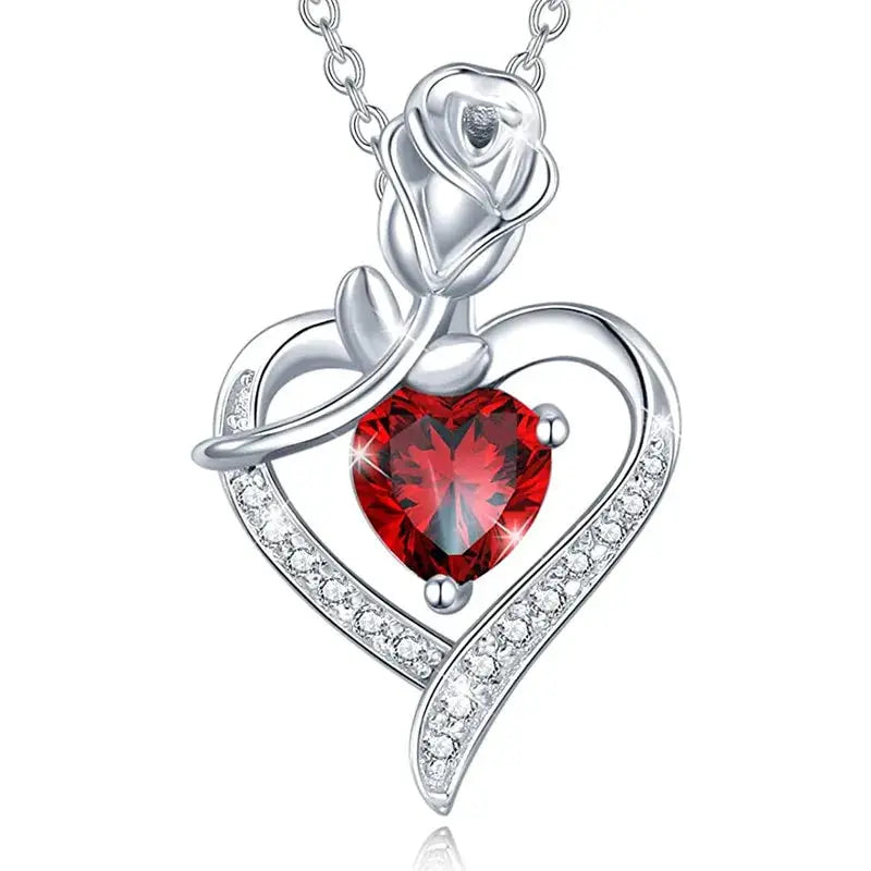 Heart Shaped Pendant Necklace Hollow Design Rhinestone Zinc Alloy for Women Gift for Best Friends Mothers Day Party Wear