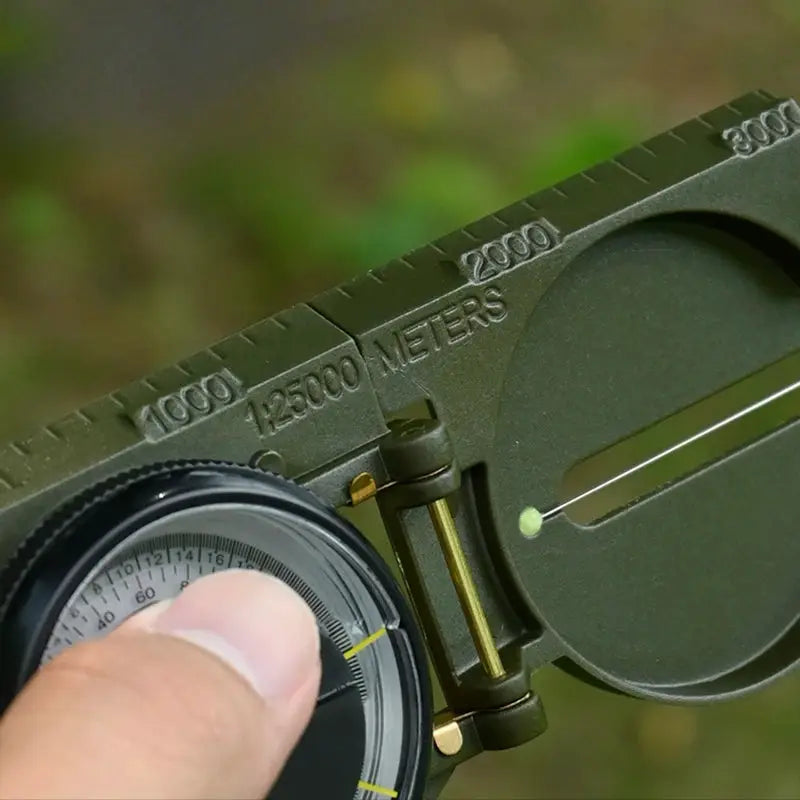 Outdoor Survival Compass for Mountaineering and Camping Portable Flip Top with Durable Plastic Casing Military Green