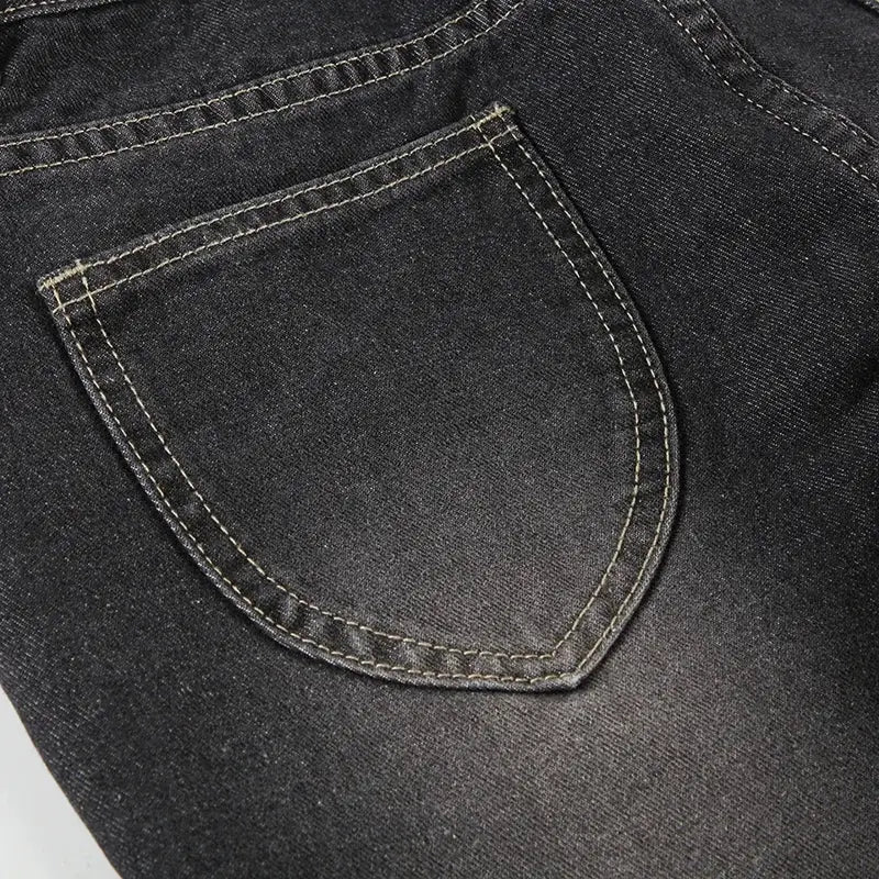 Weekeep Floral Embroidery Jeans Y2K Vintage Low Rise Flared Denim