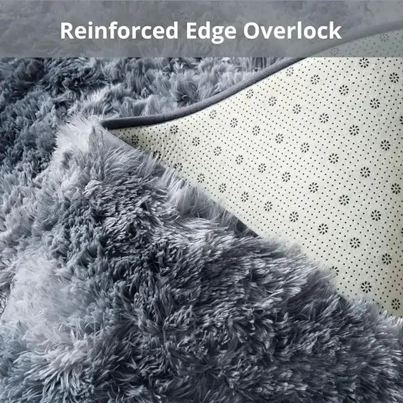 VIKAMA silk-wool shag rug gray for children's rooms with non-slip backing and machine washable.