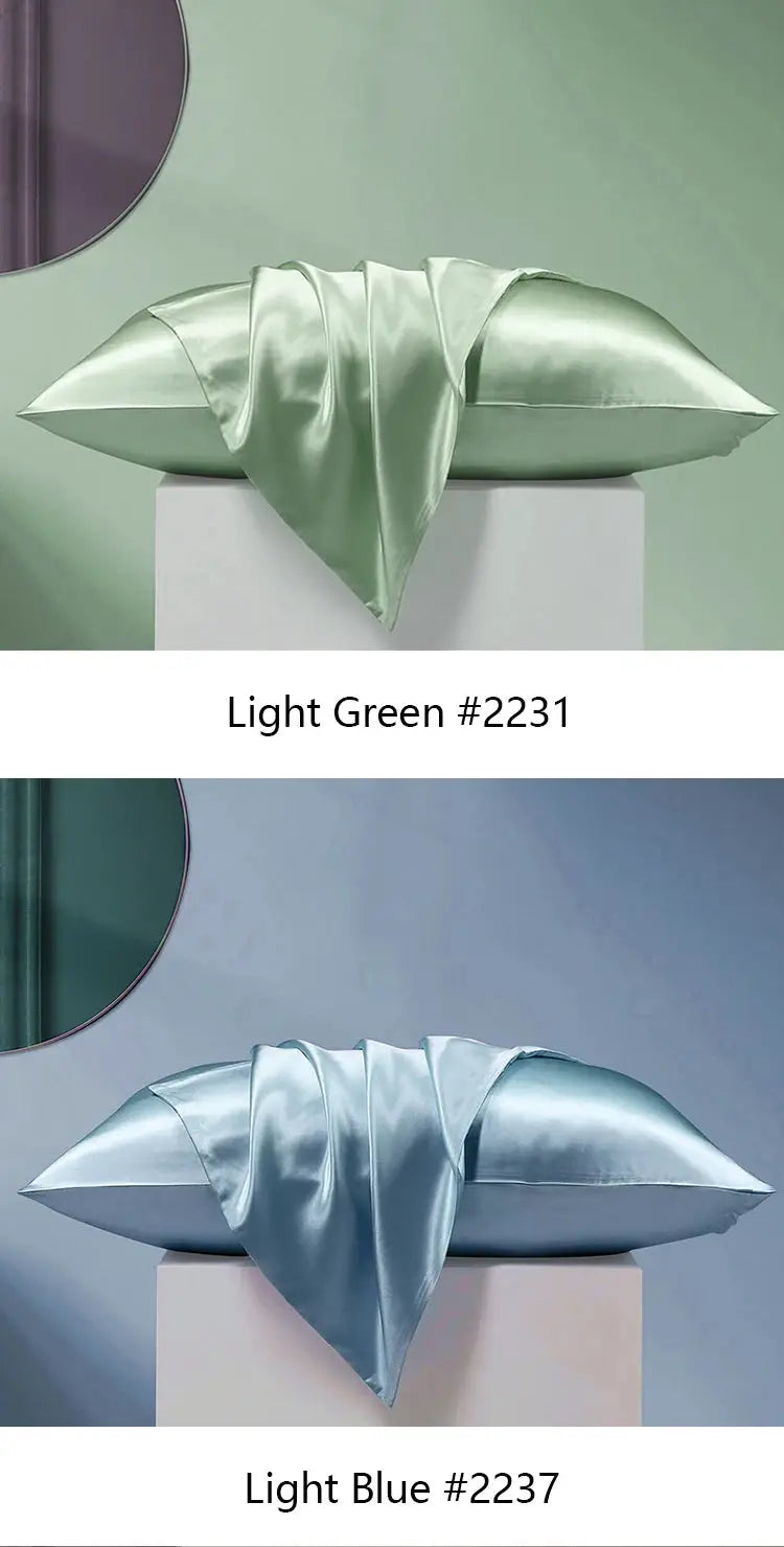 Mulberry silk pillowcase in light green #2231 and light blue #2237 (2 color options)