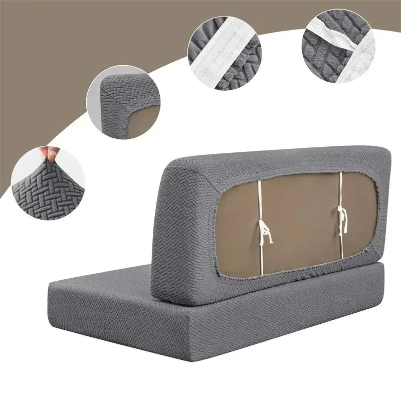 Simples Market 2-Piece gray polar fleece RV dinette cushion covers with backrest cover and ties