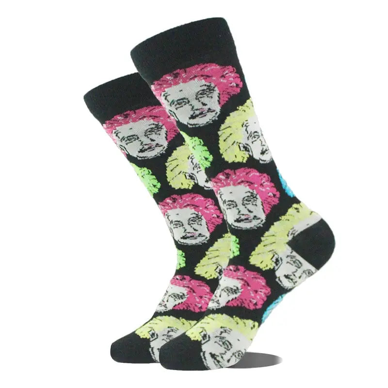 Cotton Happy Funny Socks For Men Women Unisex Crew Socks Alien Planet Shark Dinosaur Novelty Design