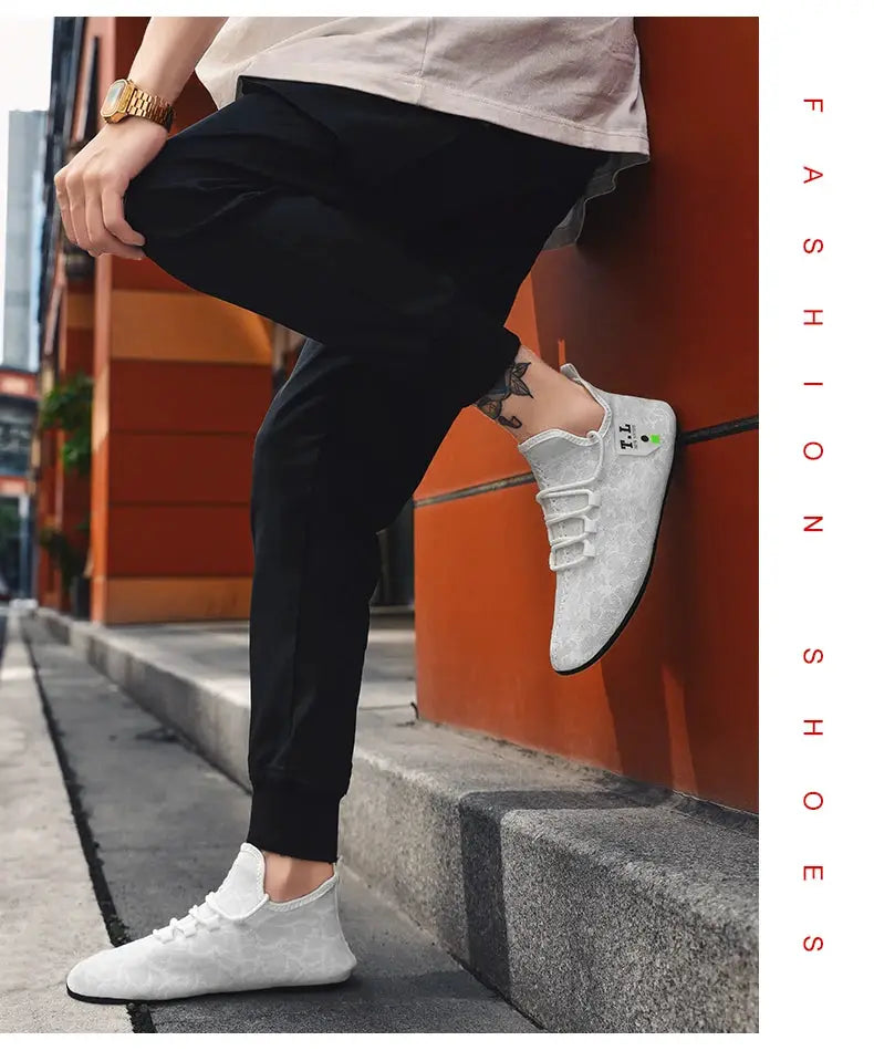 YRZL mesh loafers for men, white lace-up driving moccasins, breathable casual flats