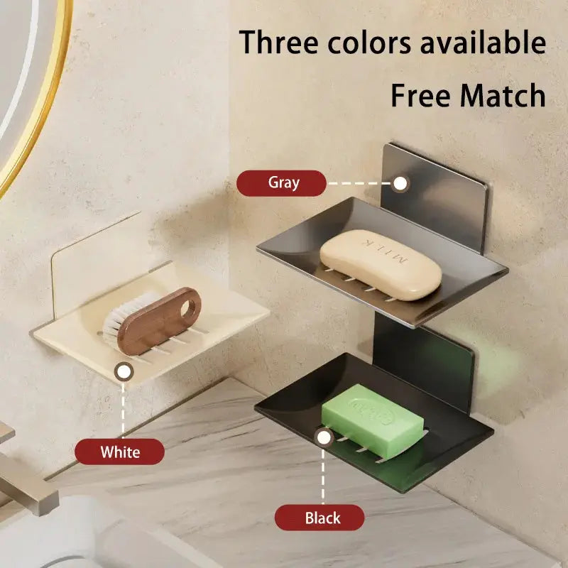 Apex Homeware Carbon Steel Soap Box Wall Mounted Non Perforated Base Rust Resistant Bathroom Soap Holder