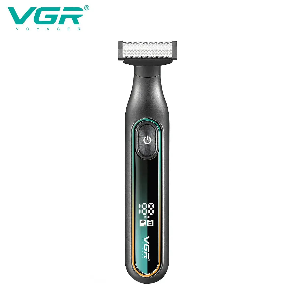 VGR 360 Hair Trimmer by Simples Market, black with turquoise trim, waterproof rechargeable full-body washable
