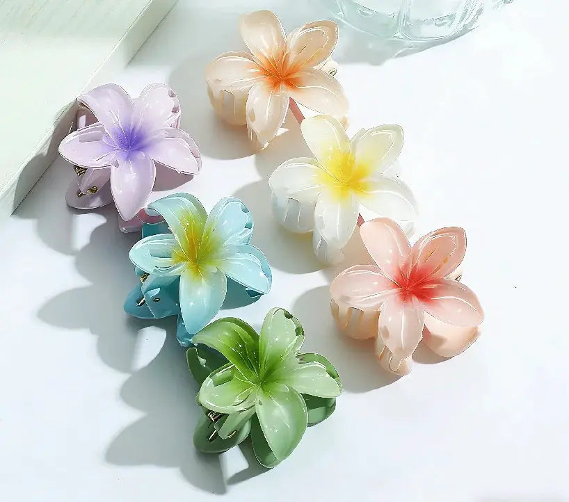 VivaCharm Colorful Transparent Flower Hair Claw Clips Six Pieces For Thick And Thin Hair Secure And Stylish