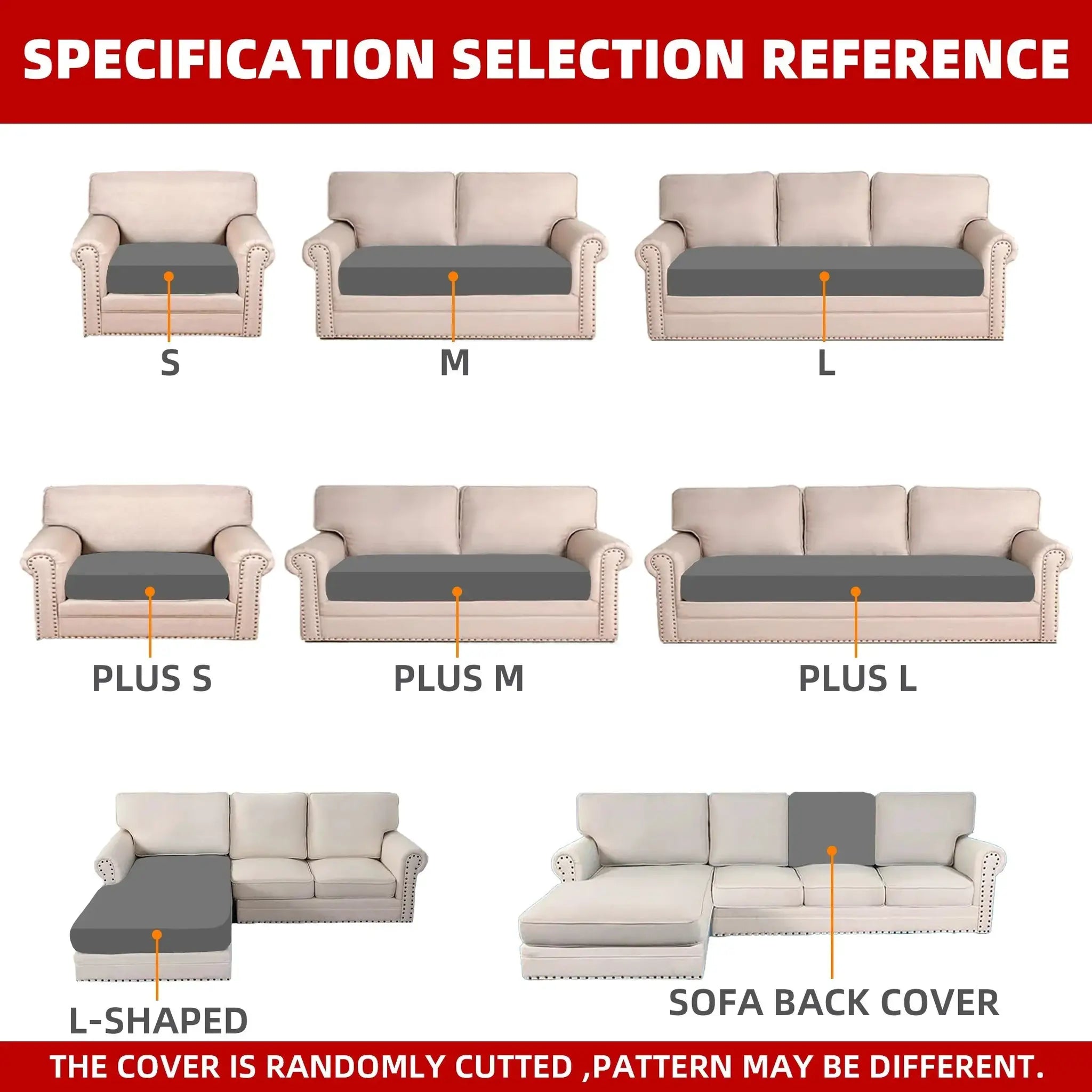 Simples Market elastic sofa cushion cover set in beige for S, M, L and L-shaped; includes back cover, anti-dust