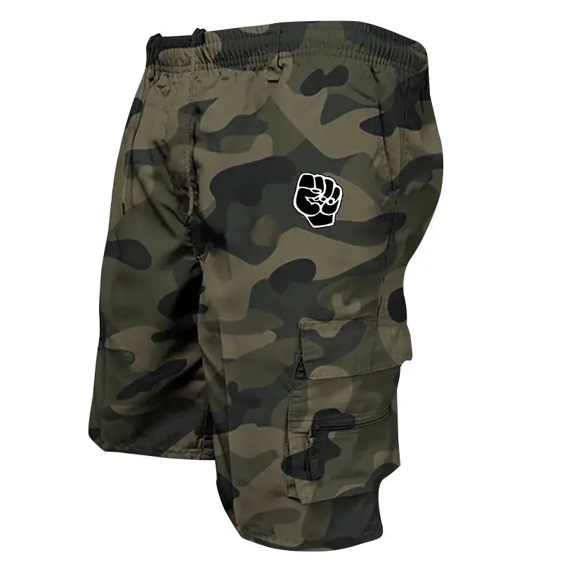 Men's camouflage cargo shorts by Simples Market, cotton Bermuda with multiple pockets