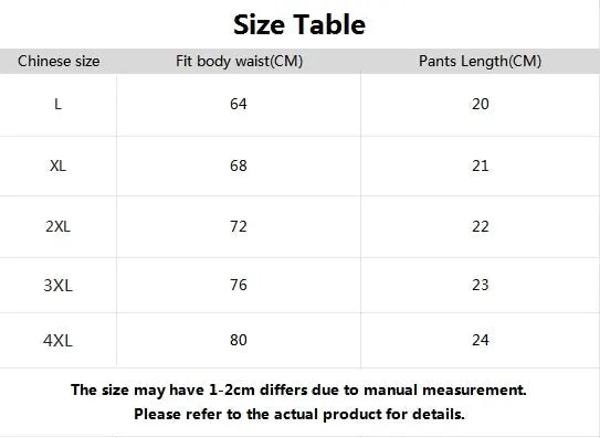 Simples Market men's striped boxer shorts size chart showing waist 64-80 cm and length 20-24 cm for L-4XL