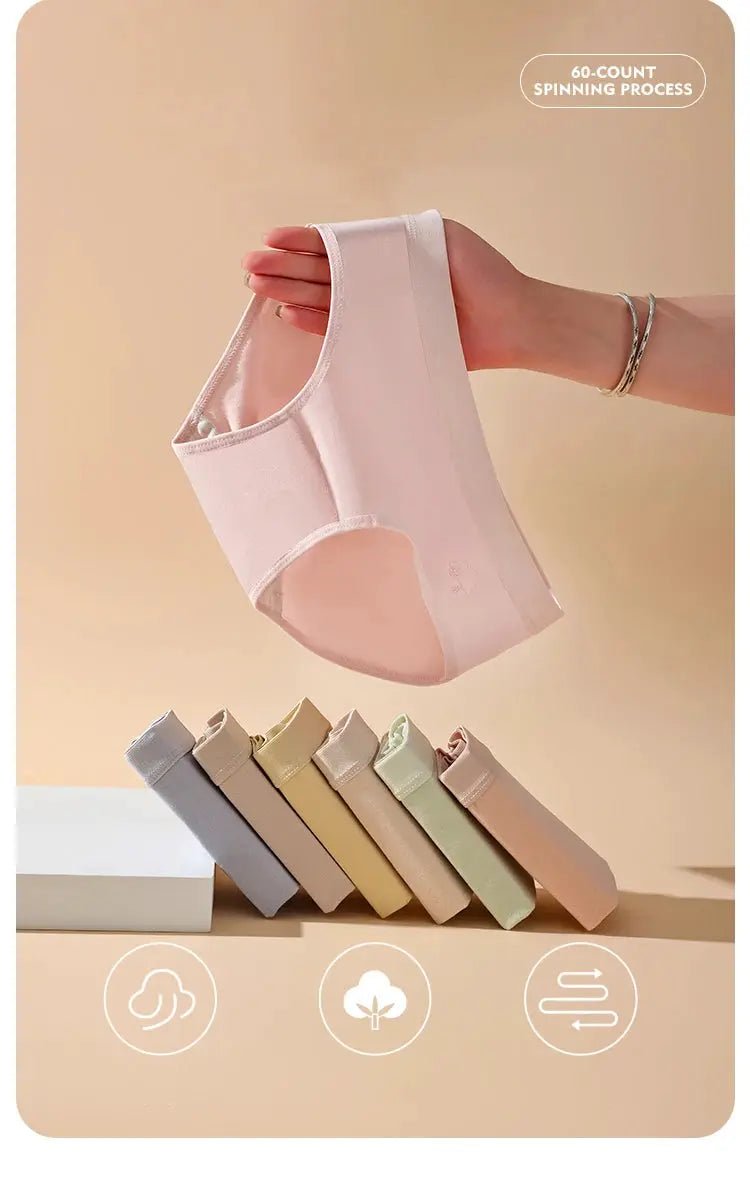 7-piece cotton women panties set by Simples Market in pastel breathable low-rise briefs