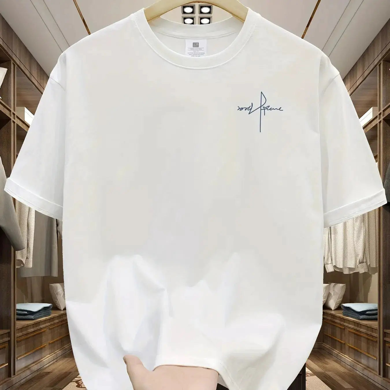 Summer Men's 100 Percent Cotton Casual T Shirt With Letter Pattern Printed Round Neck Short Sleeve Large Size Loose Fit