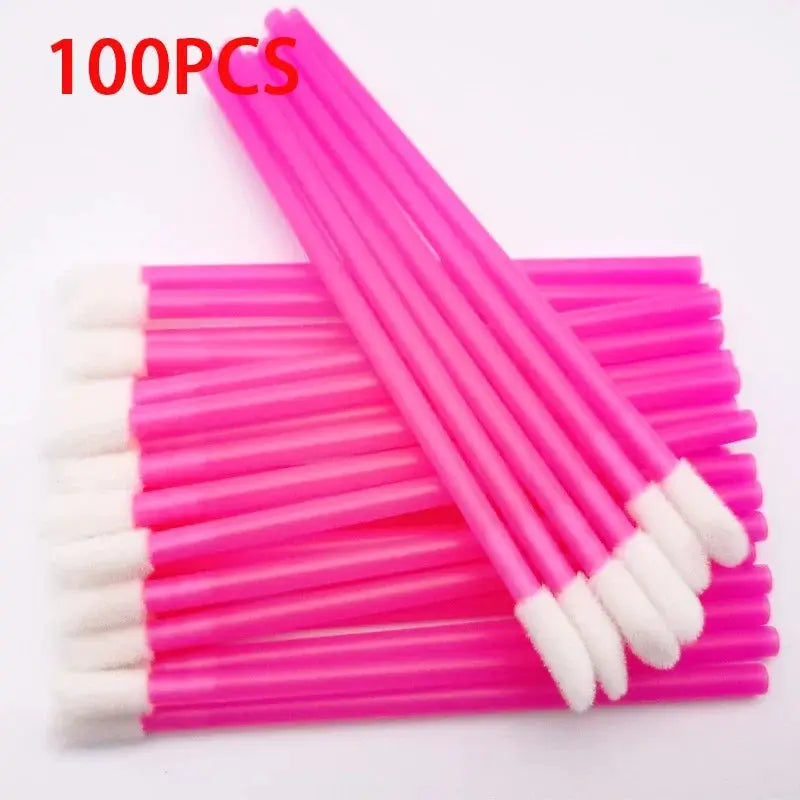 GlamKit 100 Pcs Disposable Cosmetic Brushes Set For Lip Eyelash Extensions Mascara And Lipstick