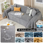 Waterproof sofa towel by Simples Market in grey solid color; durable sofa cover for living room, six color options.
