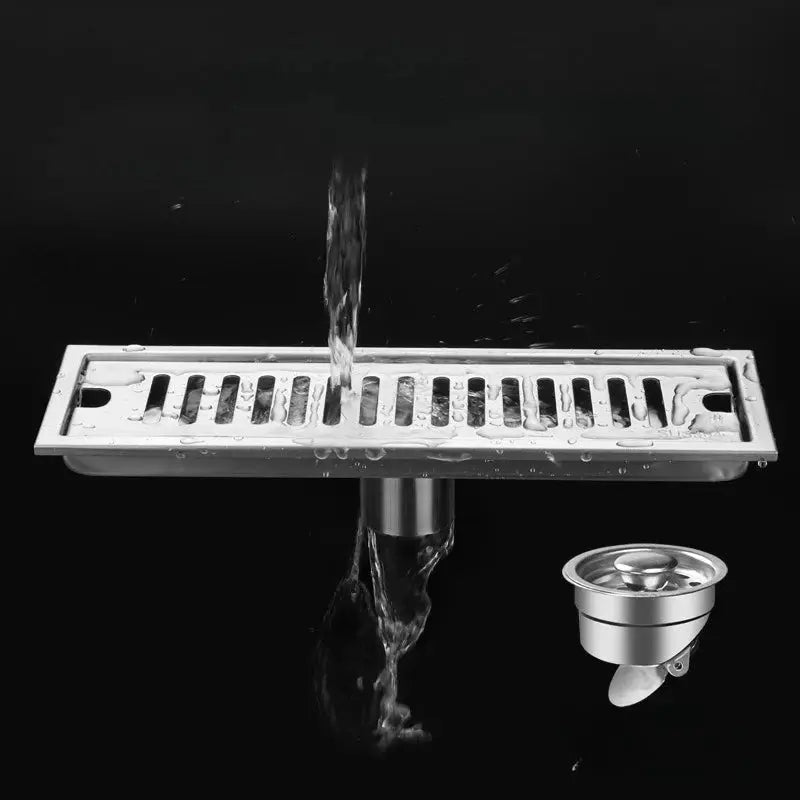 Rectangular bathroom floor drain by Simples Market, 304 stainless steel, large-capacity anti-odor two-piece set.
