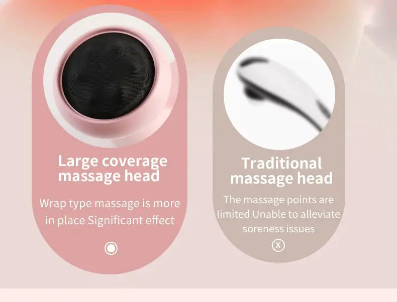 2025 cordless handheld body massager with pink large-coverage head and beige traditional head