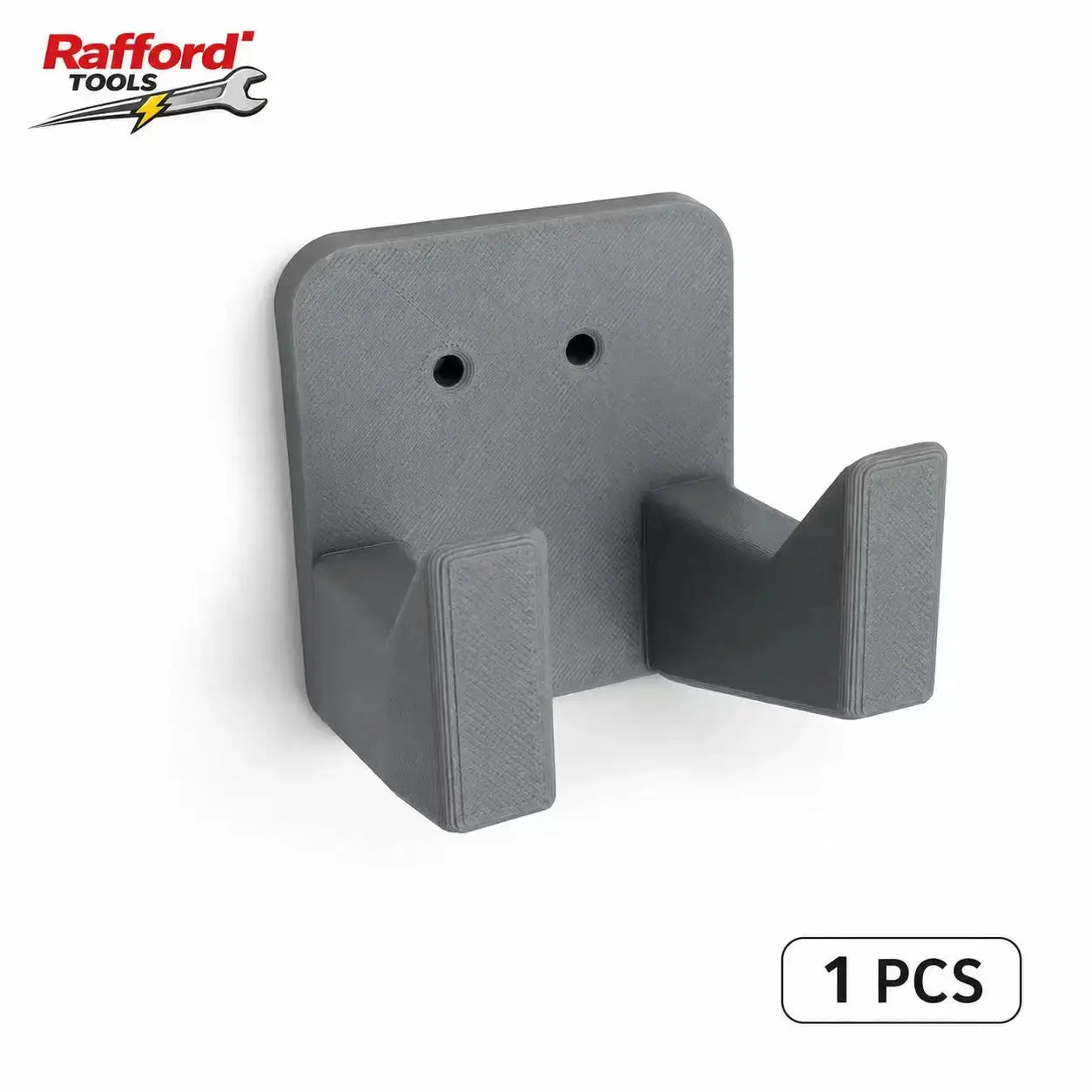 Rafford Tools hammer wall mount holder, gray heavy-duty tool rack with dual arms, 1 piece