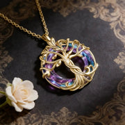 Tree Of Life Necklace With Circle Crystal Exquisite Family Tree Pendant Jewelry Gift For Women Mom Daughter - Simples Market