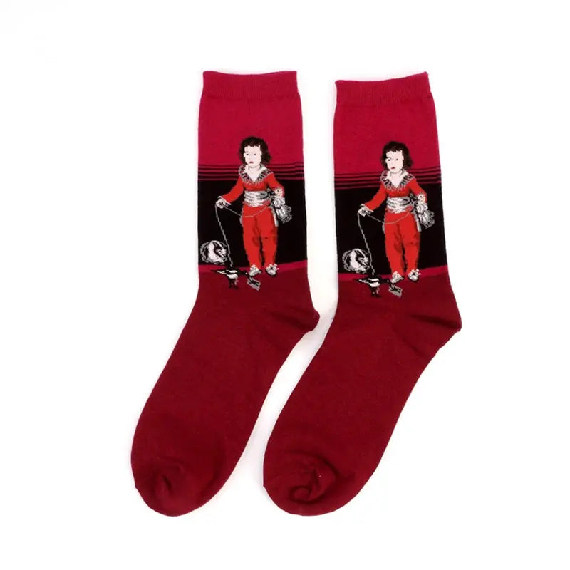 Van Gogh Mural Inspired Retro Men Socks 1 Pair Autumn Winter World Famous Oil Painting Series Funny Socks