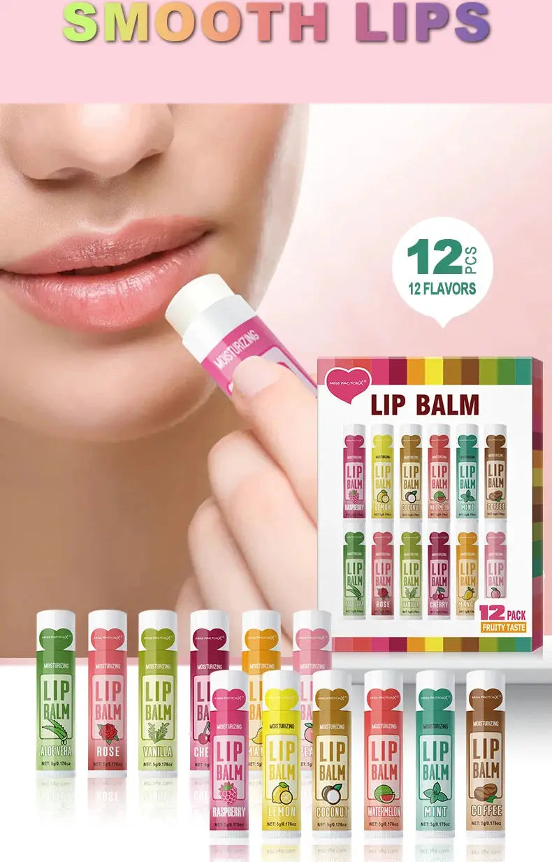 Lipsure Lip Balm Set 12 Pack 5g Each Hydrating Long Lasting Moisturizing With Exfoliating For Hydrated Lips