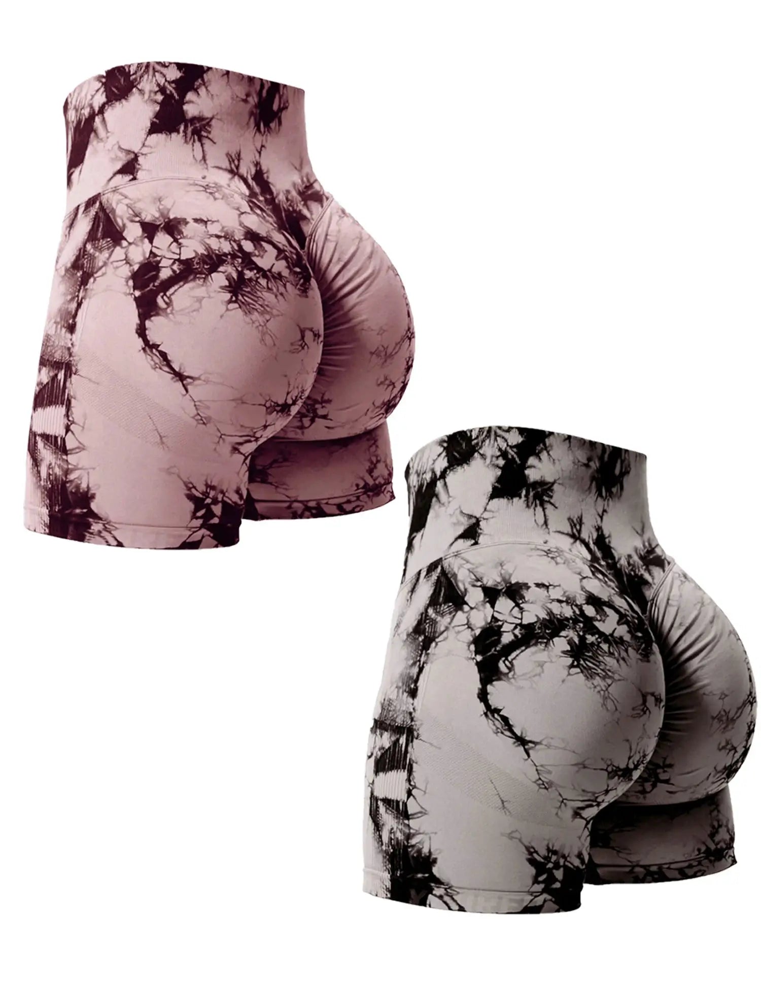 NovaFlex Tie Dye Butt Lifting Seamless Gym Shorts 2 Pack High Waist Nylon Elastane For Workout