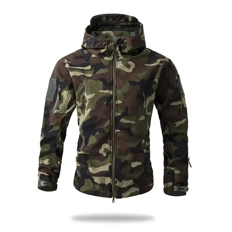 Lurker Shark Skin soft shell tactical camouflage jacket with hood, waterproof men's coat by Simples Market
