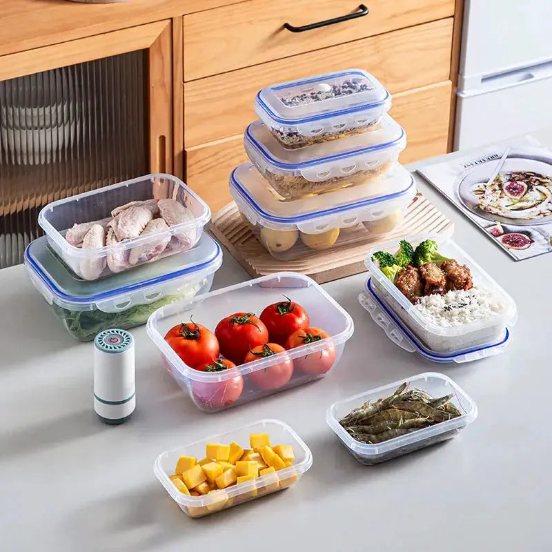 Vacuum Food Storage Box Set 1 To 3 Pieces Microwave Safe Fridge Organizer Fresh Keeping Sealing Food Dispenser