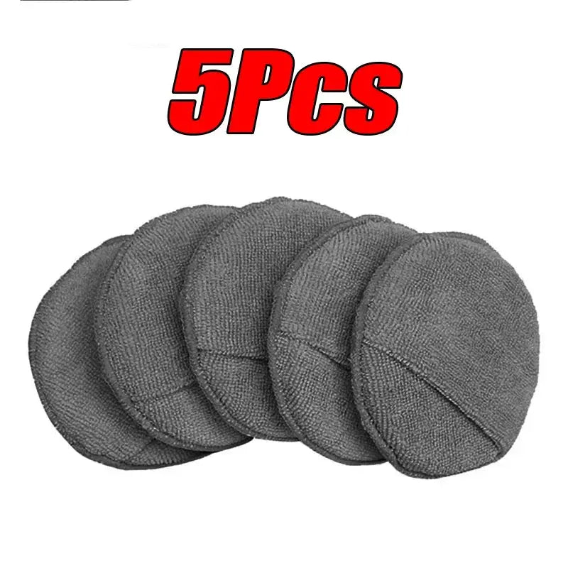 Microfiber detailing applicator pads, 5-pack, round gray car waxing sponges