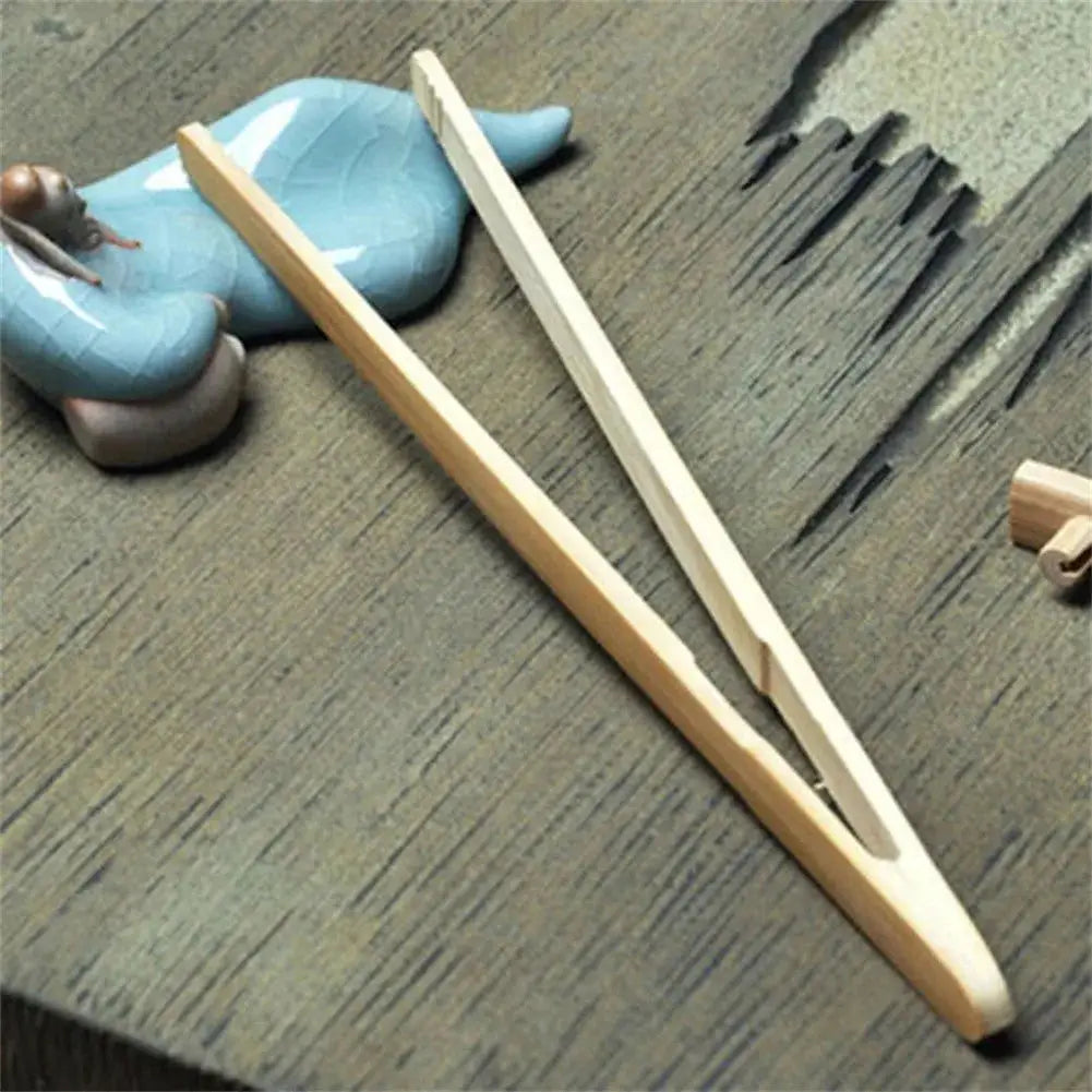 EcoBamboo 2 Pieces 18cm Bamboo Wood Tongs Set for Toast Salad Bacon Tea Kitchen Tools
