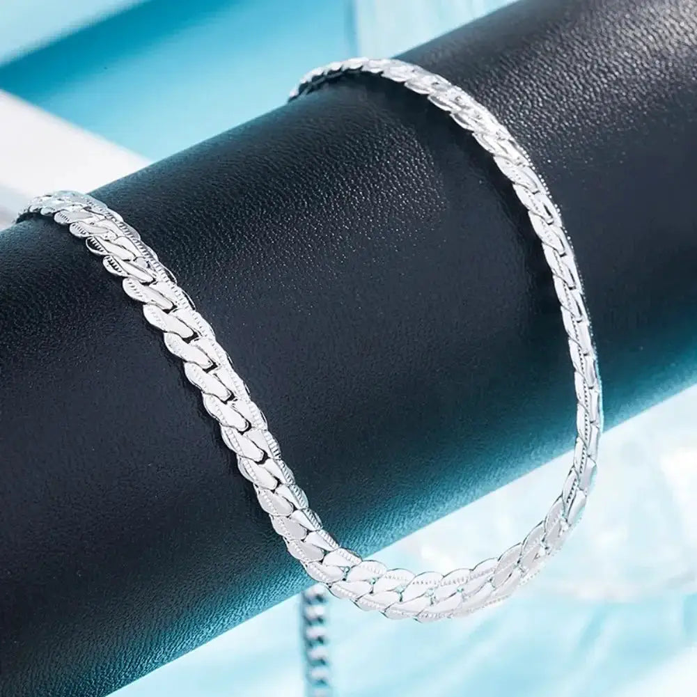 Fine Top Brand Silver 6mm Chain Necklace Unisex 16 To 24 Inch Jewelry Gift For Women Men Everyday Wear