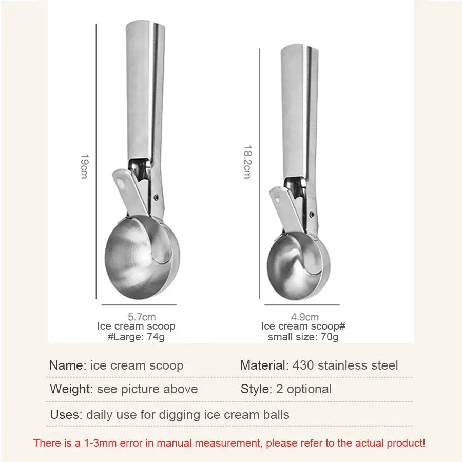 KitchenPro Stainless Steel Dual Purpose Ice Cream And Fruit Scoop Effortless Scooping For Soft And Hard Ice Cream