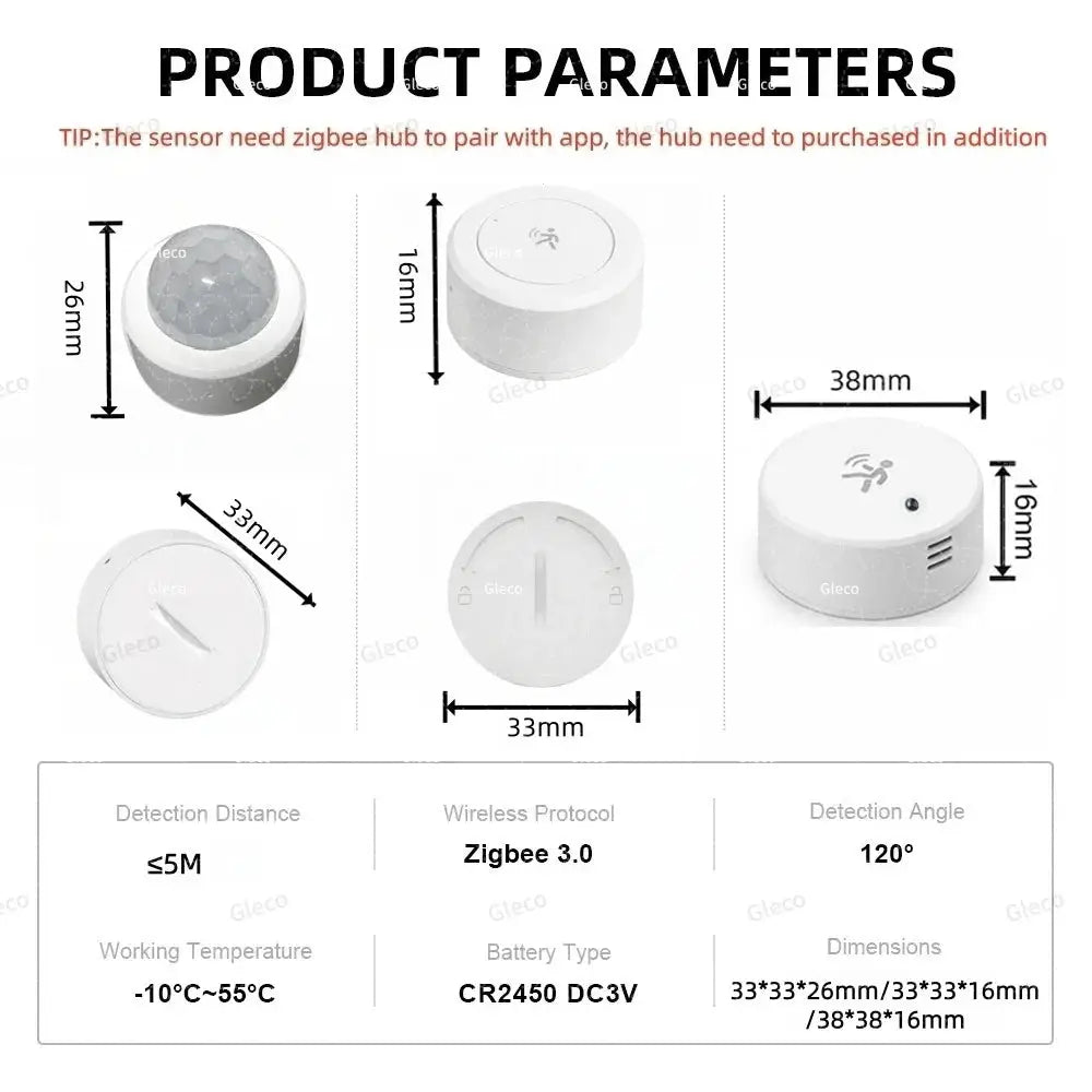 Simples Market Zigbee mmWave radar presence sensor, white circular motion/static detector for Tuya Z2M security