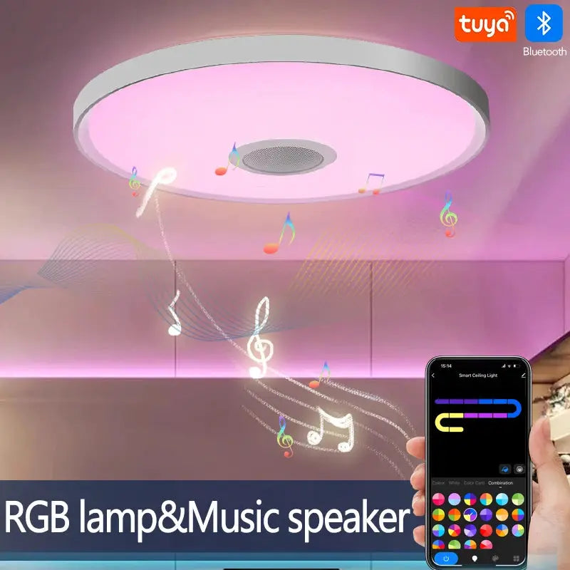 LED RGB ceiling lamp with Tuya Bluetooth speaker by Simples Market