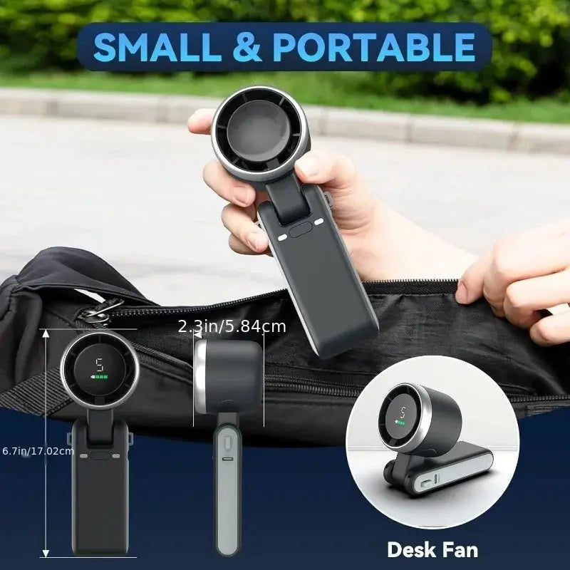 3 In 1 Portable Fan With 5 Speed Settings 3600mAh Rechargeable Battery USB Charging Travel Mini Fan