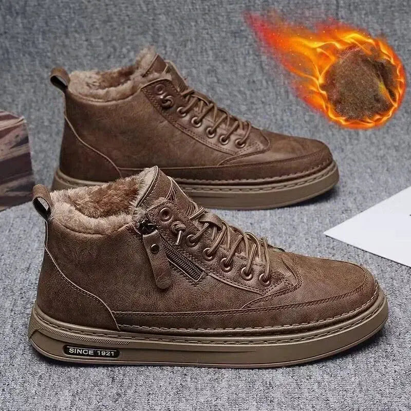 Mens Winter Warm Cotton Shoes 2024 Classic Fashion Retro Plush Anti Slip Snow Boots Outdoor Casual