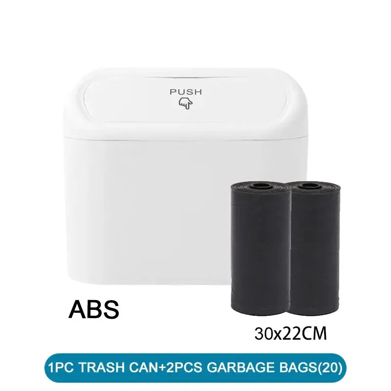 SUITU Car Trash Can With Lid Leakproof Compact ABS Car Trash Bin Includes 60 Bags And 300 Replacement Bags