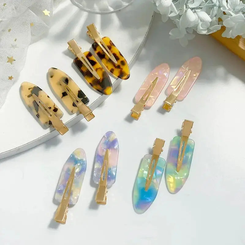 LuxeHair No Bend Hair Clips 2 Piece Set Pink Acrylic Finish For Strong Hold Without Damaging Hair