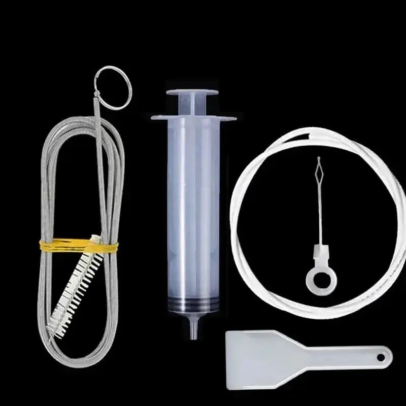 Simples Market fridge drain cleaner kit, 5/6 pcs: drain brush, plastic syringe, ring tool, spatula