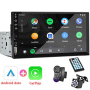 7 Inch 1 Din Car Stereo CarPlay Android Auto Bluetooth HD Touch Screen