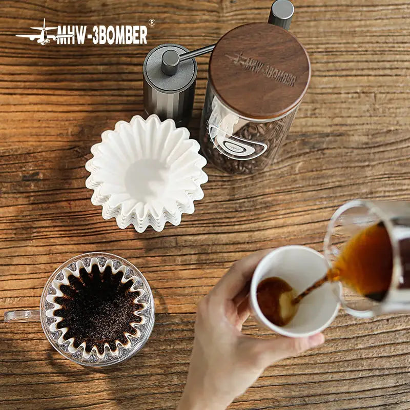 MHW 3 Bomber Disposable Coffee Filter Papers 50 Sheets For 1 To 4 Cups Espresso Hand Brewed Coffee Accessories