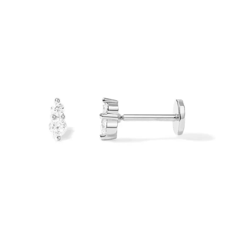 AIDE heart-round ball flat helix ear stud in 925 sterling silver with zircon stones