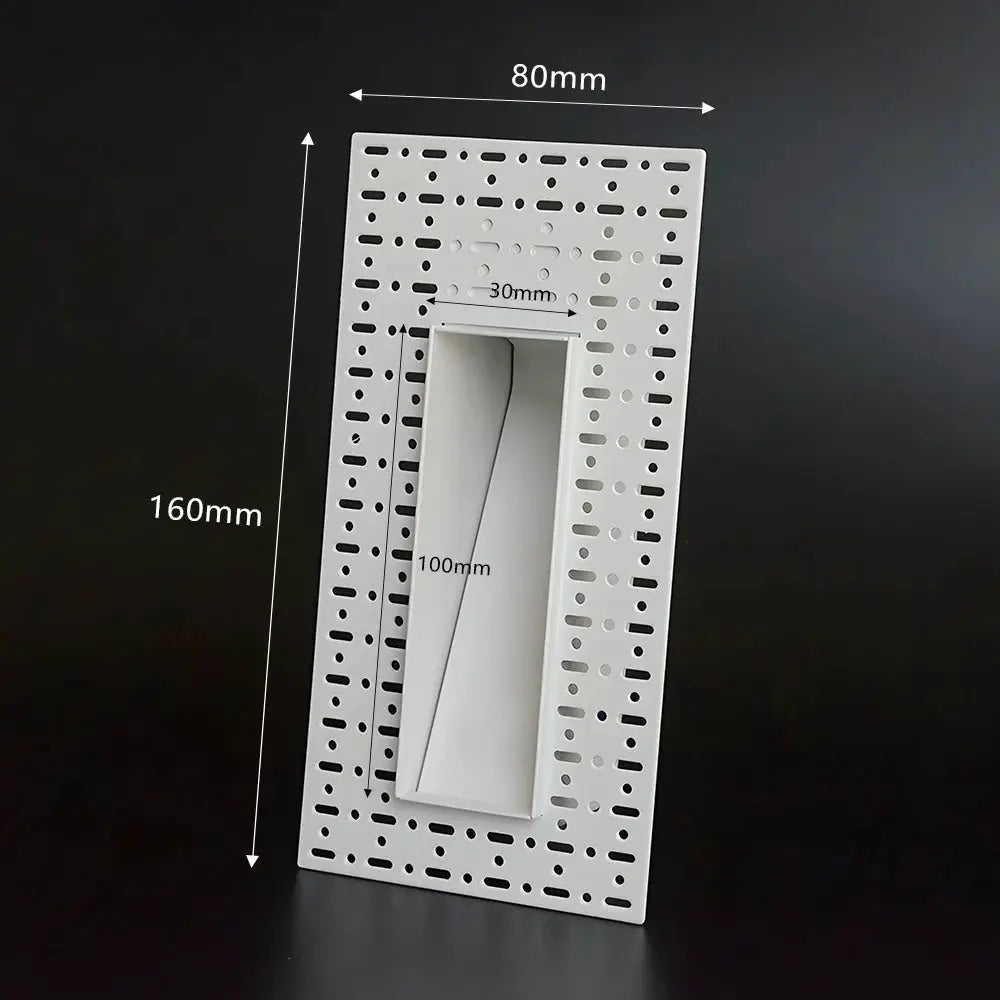 SANDI sensor wall sconce with white curved lamp on perforated metal backplate