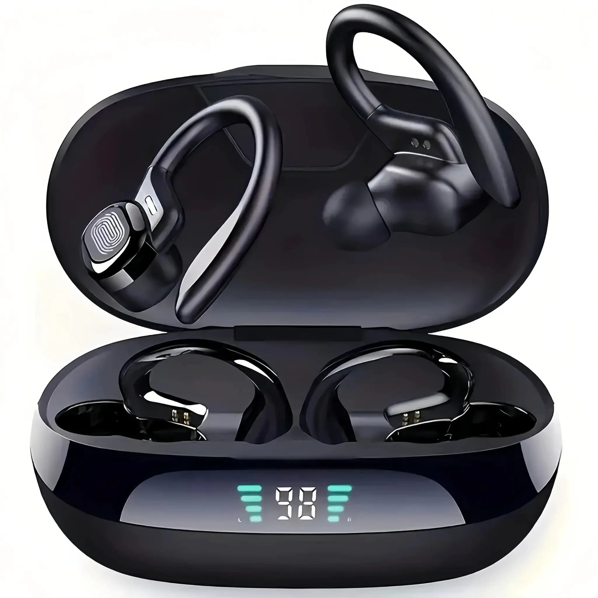 AeroPulse True Wireless Earbuds With Active Noise Cancellation LED Display And Sports Ear Clip For Secure Workouts