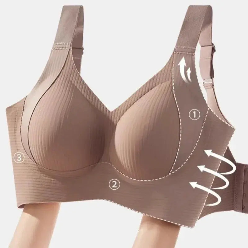 Push-up non-wire bra for women in nude, seamless padded with wide straps