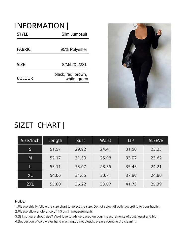 Simples Market women's black long-sleeve skinny jumpsuit