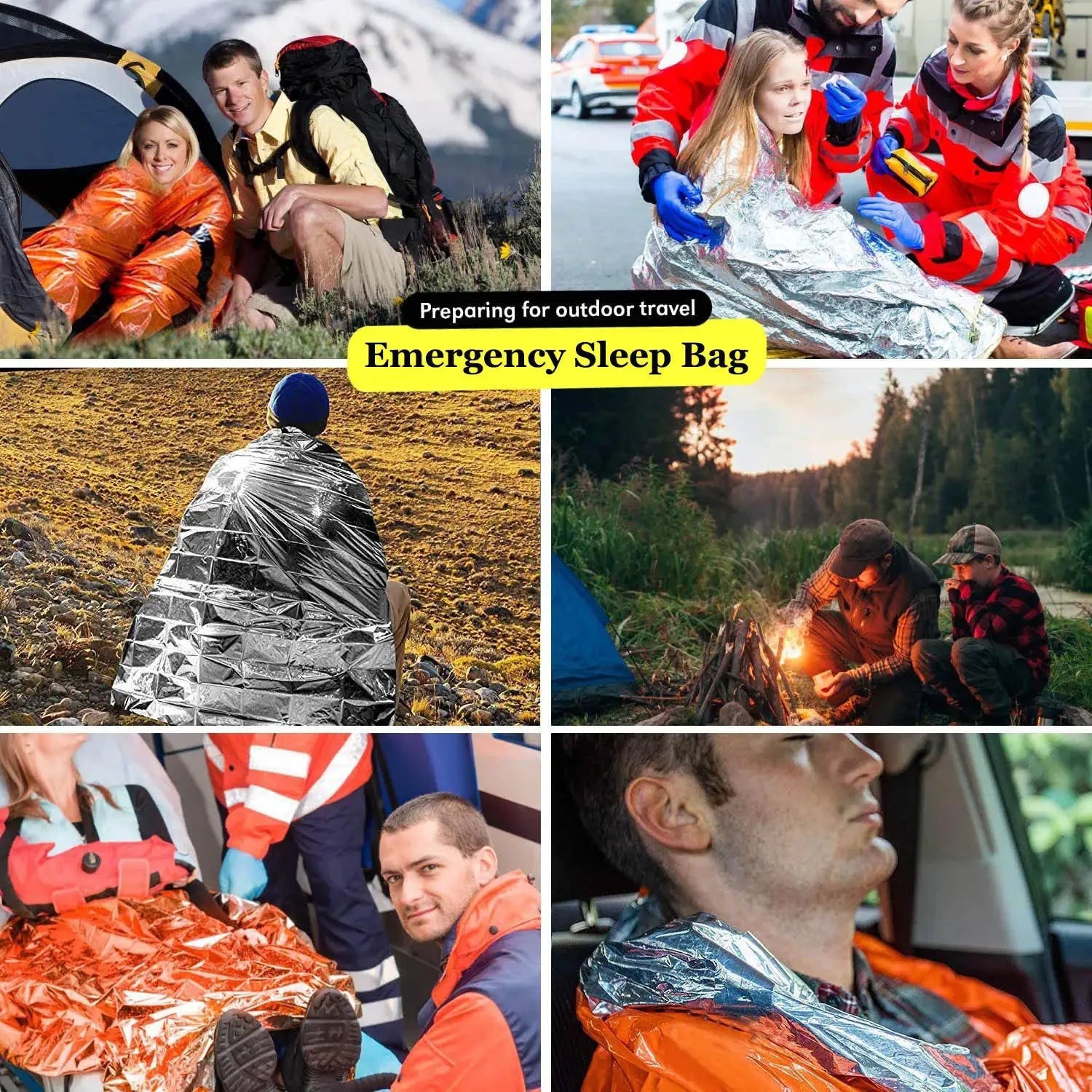 Emergency sleeping bag Mylar blanket, portable waterproof survival gear by Simples Market