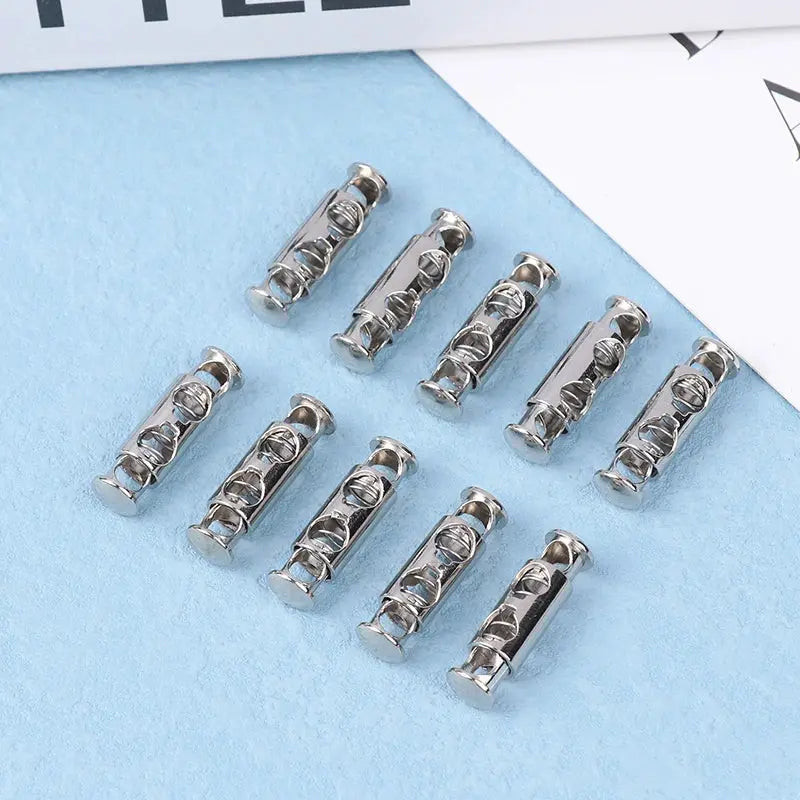 10 Piece Metal Double Hole Head Spring Cord Locks Adjustable Buckles Tightening Fasteners For Elastic Cords Sewing Tools