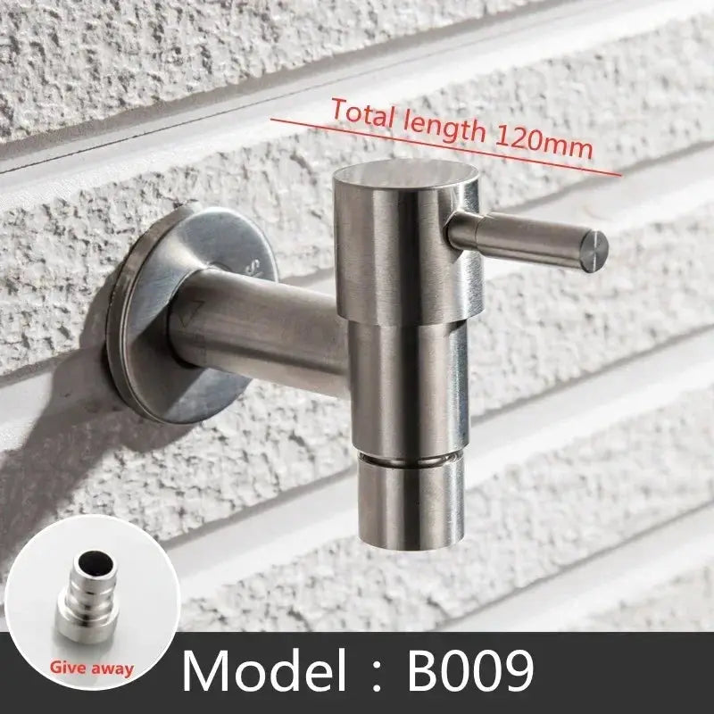 Wall-mounted garden faucet, brushed 304 stainless steel, Simples Market, 120mm length
