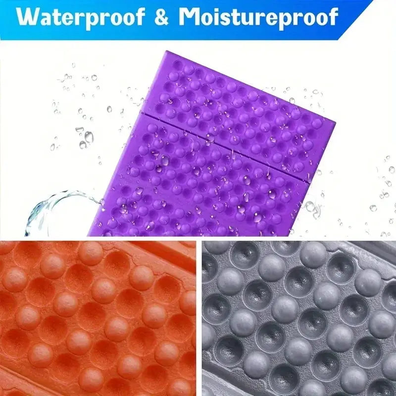 Honeycomb massage mat 6-fold XPE cushion, 3-piece set in purple/orange/gray, foldable outdoor camping pad, waterproof