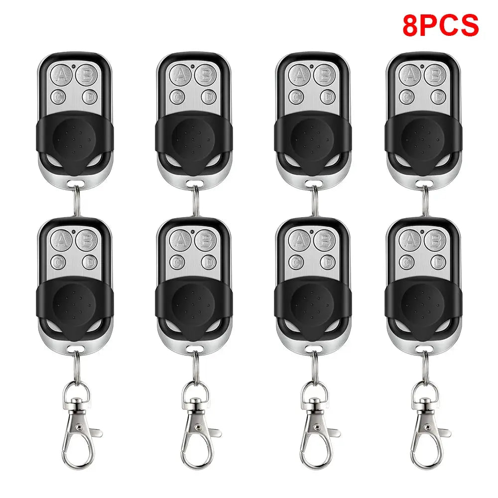 8-pack universal 4-button garage door remote key fobs, black/silver, 433MHz